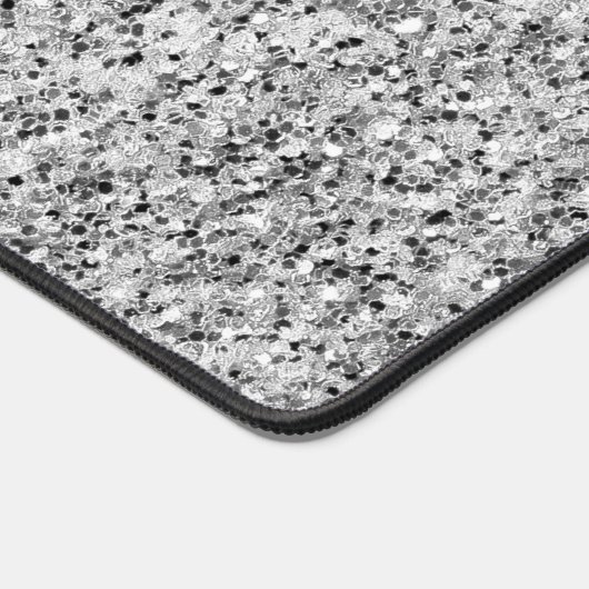 Zilvergrijs licht glitter fonkelt Custom name Bureaumat (Hoek)