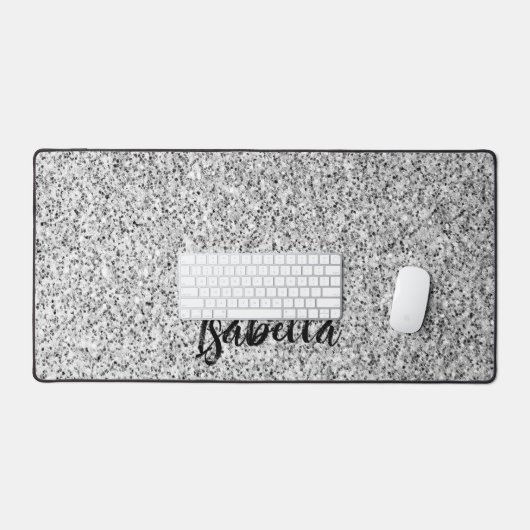Zilvergrijs licht glitter fonkelt Custom name Bureaumat (Keyboard & Muis)
