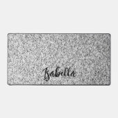 Zilvergrijs licht glitter fonkelt Custom name Bureaumat (Voorkant)