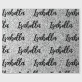 Zilvergrijs licht glitter fonkelt Custom name Cadeaupapier (Vlak)