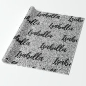 Zilvergrijs licht glitter fonkelt Custom name Cadeaupapier (Uitgerold)