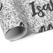 Zilvergrijs licht glitter fonkelt Custom name Cadeaupapier (Rol Hoek)