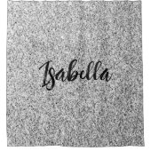 Zilvergrijs licht glitter fonkelt Custom name Douchegordijn (Voorkant)