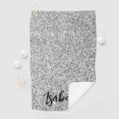 Zilvergrijs licht glitter fonkelt Custom name Golfhanddoek (Insitu)