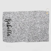 Zilvergrijs licht glitter fonkelt Custom name Golfhanddoek (Horizontaal)