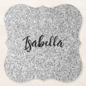 Zilvergrijs licht glitter fonkelt Custom name Kartonnen Onderzetters (Voorkant)