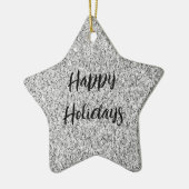 Zilvergrijs licht glitter fonkelt Custom name Keramisch Ornament (Links)