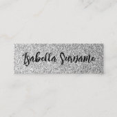 Zilvergrijs licht glitter fonkelt Custom name Mini Visitekaartje (Voorkant)