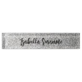 Zilvergrijs licht glitter fonkelt Custom name Naambordje (Voorkant)