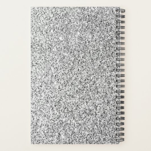 Zilvergrijs licht glitter fonkelt Custom name Planner (Achterkant)