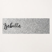 Zilvergrijs licht glitter fonkelt Custom name Yogamat (Voorkant (horizontaal))