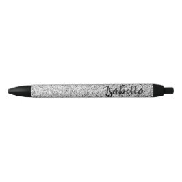 Zilvergrijs licht glitter fonkelt Custom name Zwarte Inkt Pen