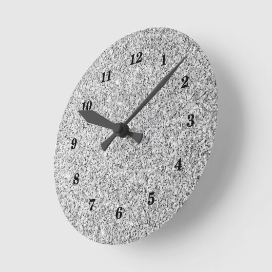 Zilvergrijs licht glitter schittert met cijfers ronde klok (Hoek)