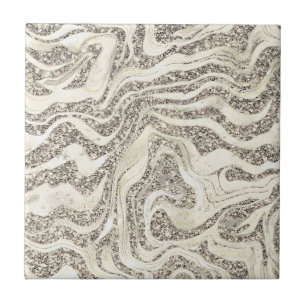 Zilvergrijs Marbly Glitter Schattige Meisje Glam C Tegeltje