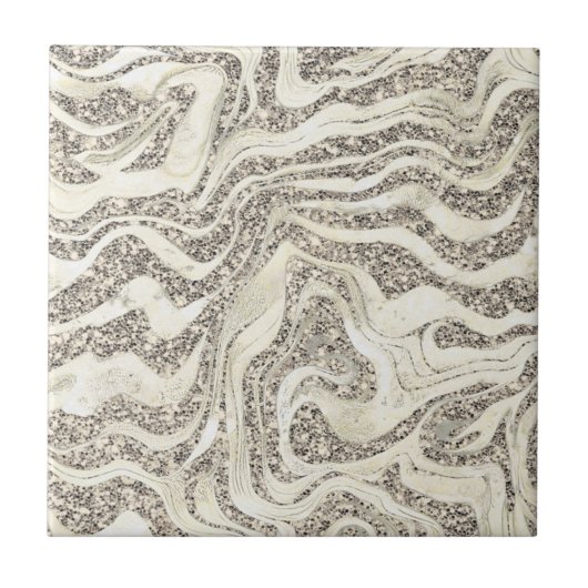 Zilvergrijs Marbly Glitter Schattige Meisje Glam C Tegeltje (Voorkant)