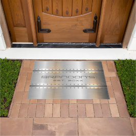 Zilvergrijs Metallic Geometrisch Ontwerp Deurmat