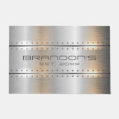 Zilvergrijs Metallic Geometrisch Ontwerp Deurmat (Voorkant)