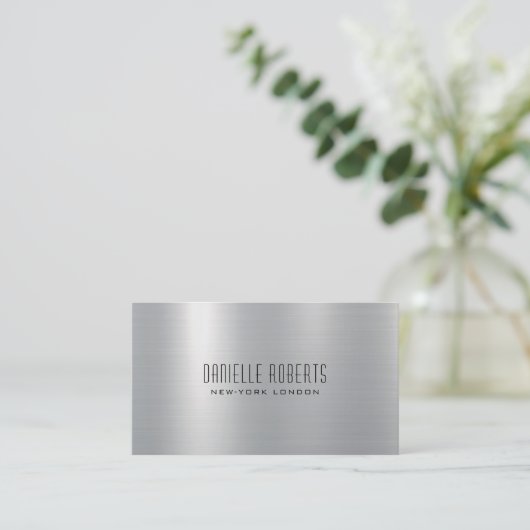 Zilvergrijs Metallic Roestvrijstalen textuur Visitekaartje (Staand voorkant)
