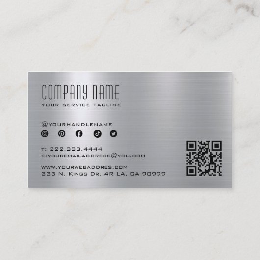 Zilvergrijs Metallic Roestvrijstalen textuur Visitekaartje (Achterkant)