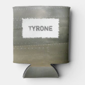 Zilvergrijs metallisch effect blikjeskoeler (Voorkant)