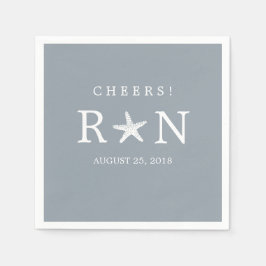 Zilvergrijs Monogram Zeester | Bruiloft Servetten