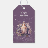 Zilvergrijs Nostalgisch Vrolijk Kerstfeest Cadeaulabel (Achterkant)