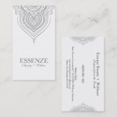 Zilvergrijs Op Wit Paisley Kant Visitekaartje (Voorkant / Achterkant)