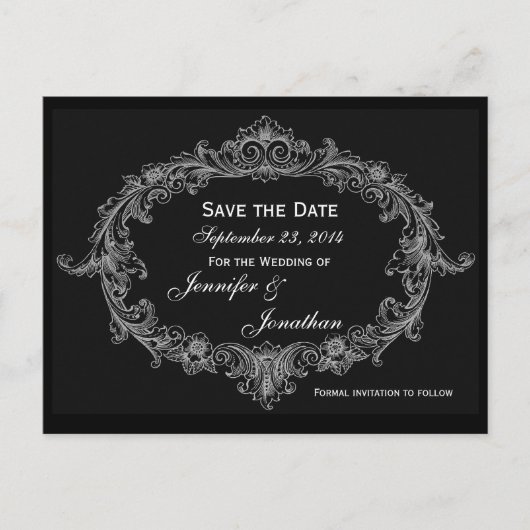 Zilvergrijs Ovaal Lijst Save Date Wedding Aankondigingskaart (Voorkant)