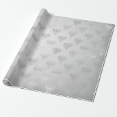 Zilvergrijs pacock Metallic Shiny Monochromatic Cadeaupapier (Uitgerold)
