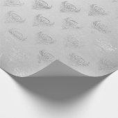 Zilvergrijs pacock Metallic Shiny Monochromatic Cadeaupapier (Hoek)