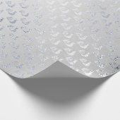Zilvergrijs pacock Metallic Shiny Monochromatic Cadeaupapier (Hoek)