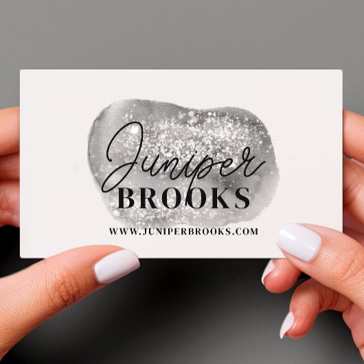 Zilvergrijs Social Media QR Code Glitter Visitekaartje