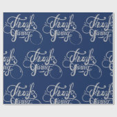 Zilvergrijs Tekstontwerp- Thanksgiving Cadeaupapier (Vlak)