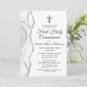 Zilvergrijs Witte Agaat Eerste Heilige Communie Me Kaart (Staand voorkant)