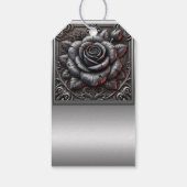 Zilvergrijs & zwart Roos Elegante Gotische bruilof Cadeaulabel (Achterkant)