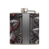 Zilvergrijs & zwart Roos Elegante Gotische bruilof Heupfles (Achterkant)