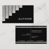 Zilvergrijs, zwarte verticale strepen auteur visitekaartje (Voorkant / Achterkant)