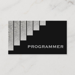 Zilvergrijs, zwarte verticale strepen programmeur visitekaartje