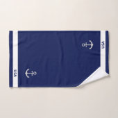 Zilvergrijze anker op Navy Blue & White Bad Handdoek (Handdoek)