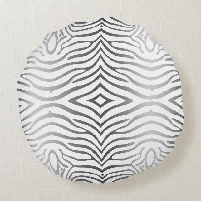 Zilvergrijze en witte zebrastripes rond kussen (Achterkant)