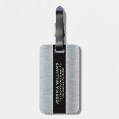 Zilvergrijze geborsteld aluminium textuur bagagelabel (Achterkant verticaal)