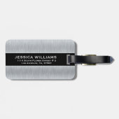 Zilvergrijze geborsteld aluminium textuur bagagelabel (Achterkant horizontaal)