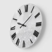 Zilvergrijze glitter minimale Romeinse getallen Grote Klok (Hoek)