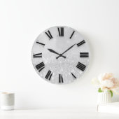 Zilvergrijze glitter minimale Romeinse getallen Grote Klok (Huis)