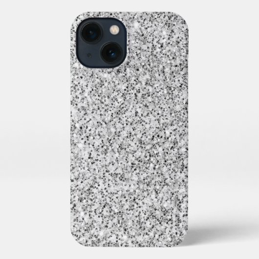Zilvergrijze glitterspleetjes iPhone hoesje (Achterkant)