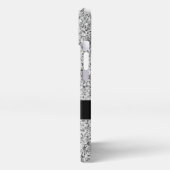 Zilvergrijze glittersprietsmonogram iPhone hoesje (Linkerkant)