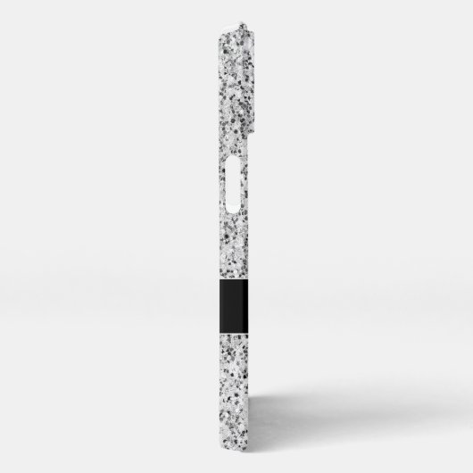 Zilvergrijze glittersprietsmonogram iPhone hoesje (Rechterkant)