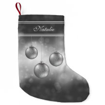 Zilvergrijze kerstbollen met aangepaste naam