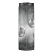 Zilvergrijze kerstbollen met aangepaste naam thermosbeker (Achterkant)