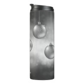 Zilvergrijze kerstbollen met aangepaste naam thermosbeker (Geroteerd rechts)